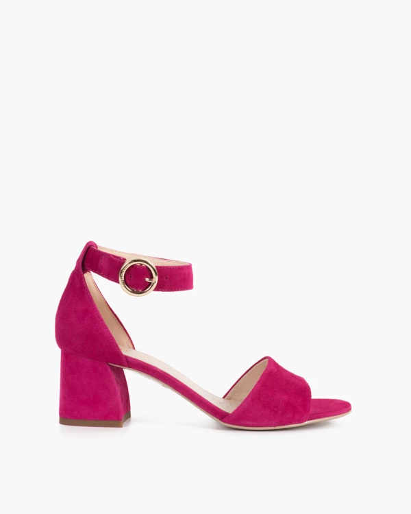 Fuksjowe sandały damskie zamszowe na klocku 4