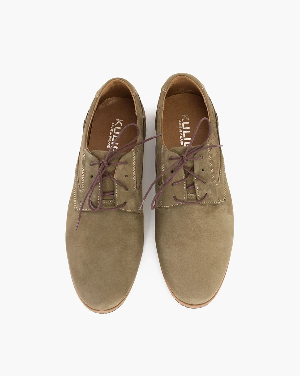 Oliwkowe półbuty męskie nubukowe 4