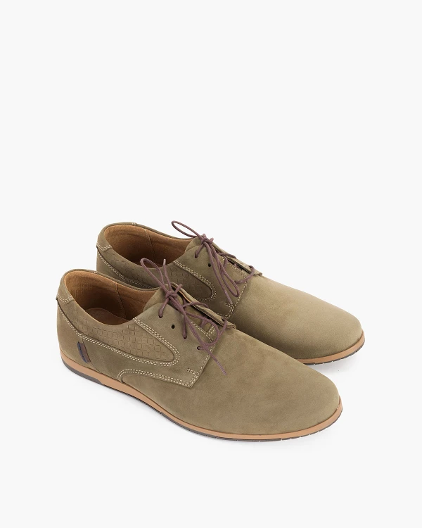 Oliwkowe półbuty męskie nubukowe 3