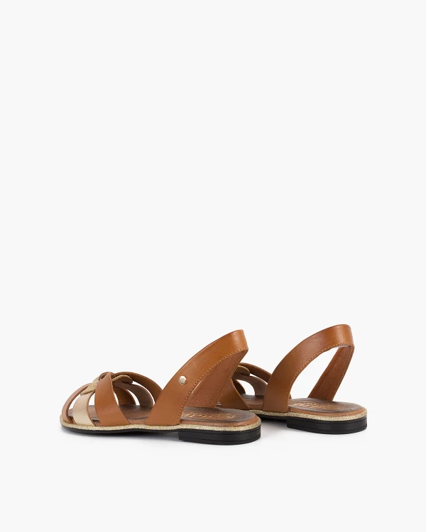 Brązowo-złote sandały damskie skórzane 5