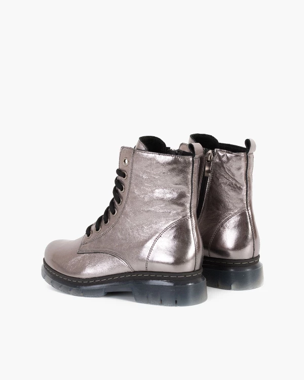 Srebrne trzewiki damskie skórzane 4