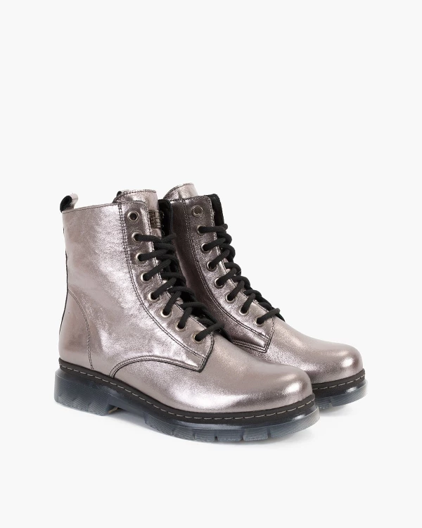 Srebrne trzewiki damskie skórzane 2