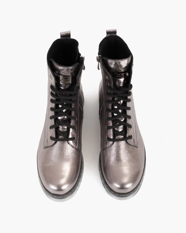 Srebrne trzewiki damskie skórzane 3