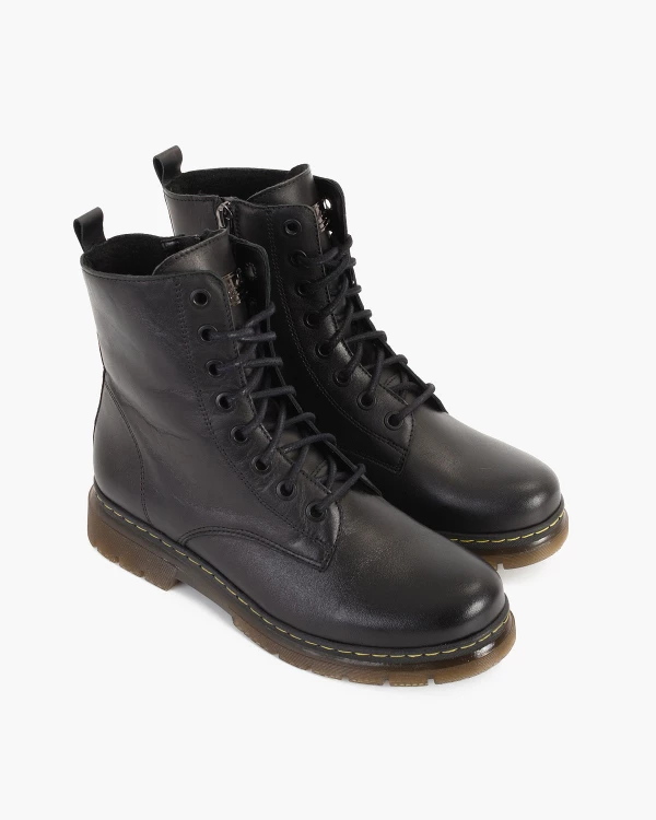 Czarne trzewiki damskie skórzane