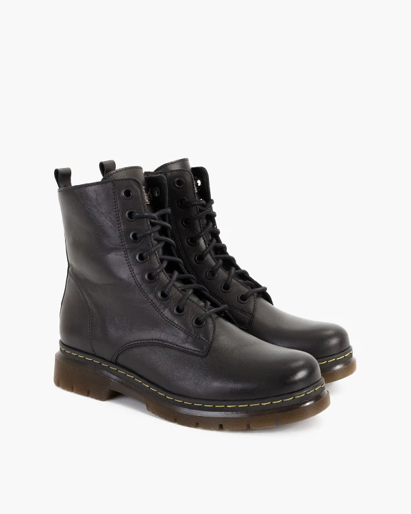 Czarne trzewiki damskie skórzane 2