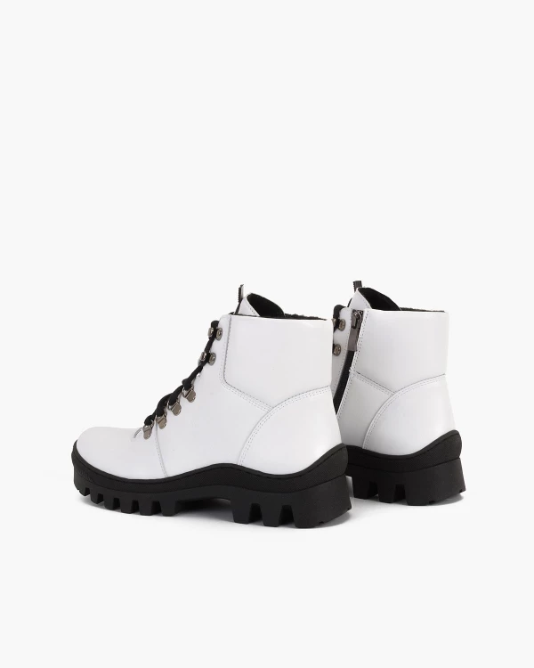 Białe trzewiki damskie skórzane 4