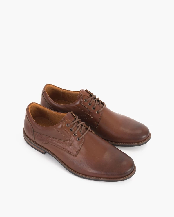 Ciemnobrązowe półbuty męskie skórzane