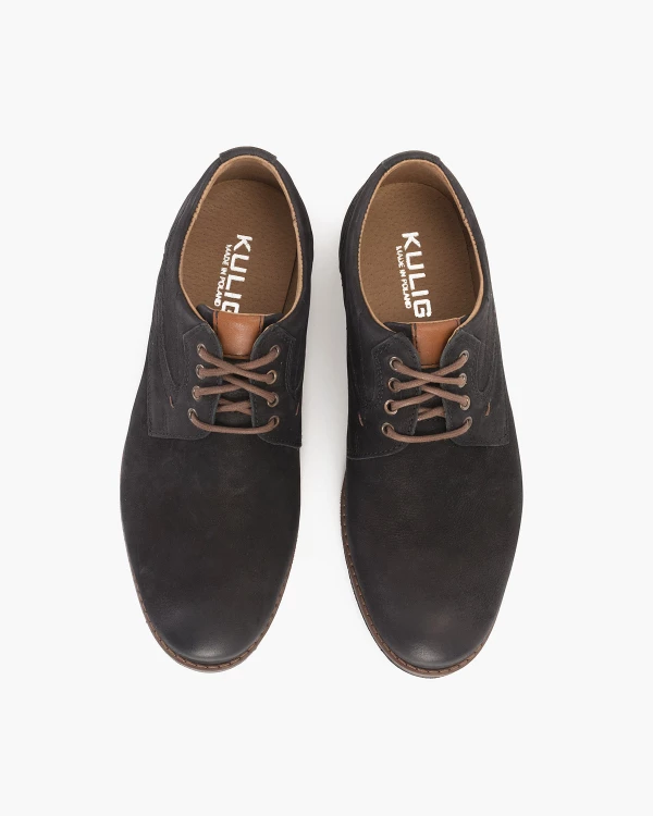 Czarne półbuty męskie nubukowe 3