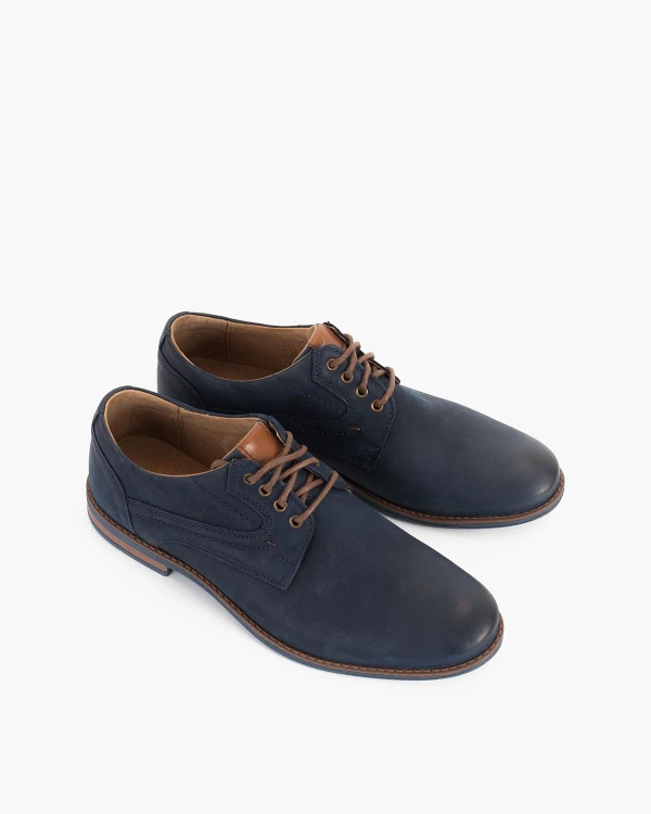 Granatowe półbuty męskie nubukowe