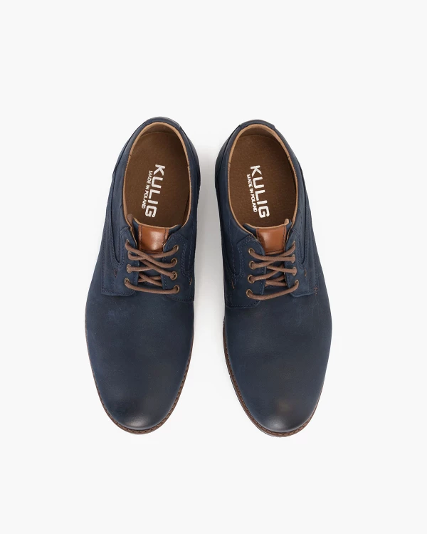 Granatowe półbuty męskie nubukowe 3