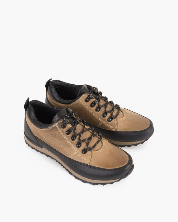 Beżowe półbuty męskie skórzane trekkingowe