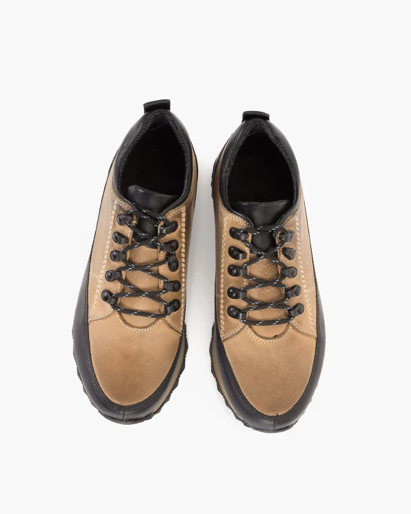 Beżowe półbuty męskie skórzane trekkingowe 3