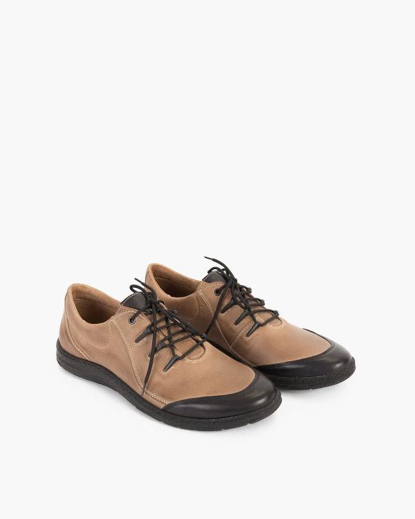 Jasnobrązowe półbuty męskie skórzane