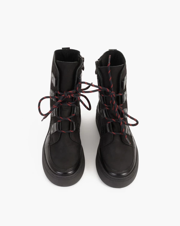 Czarne trzewiki damskie nubukowe 3