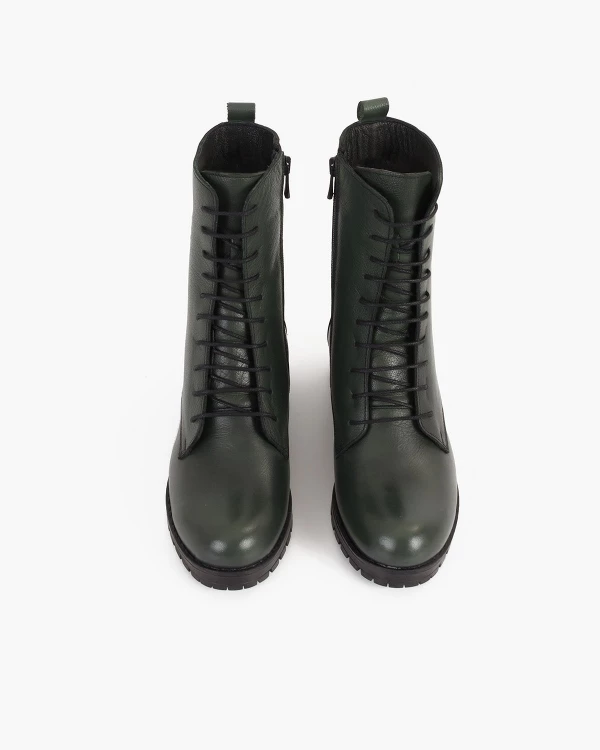 Zielone trzewiki damskie skórzane 3