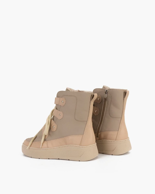 Beżowe trzewiki damskie skórzane 4