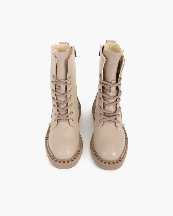 Beżowe trzewiki damskie skórzane 3