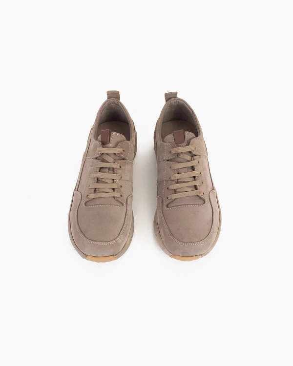 Beżowe półbuty męskie nubukowe 3