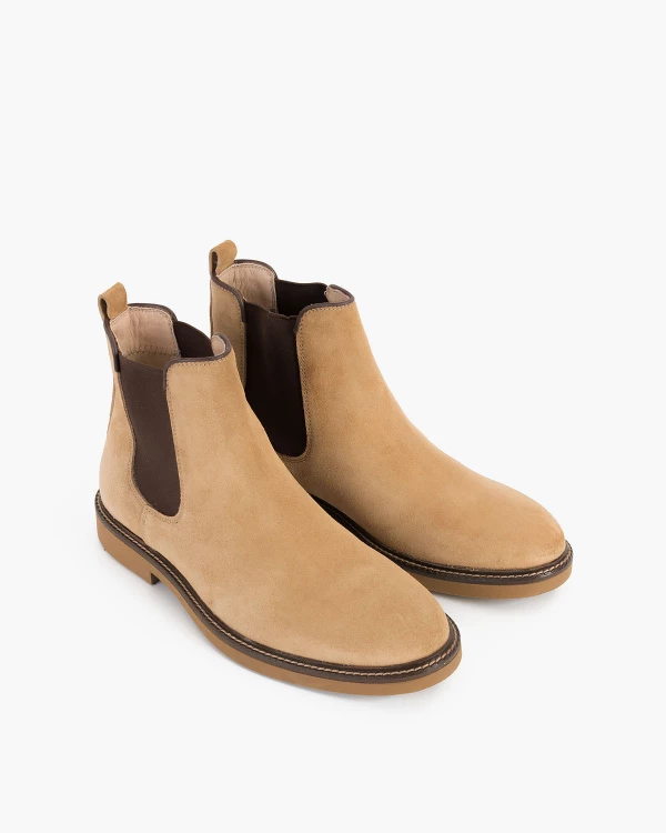 Beżowe sztyblety męskie welurowe