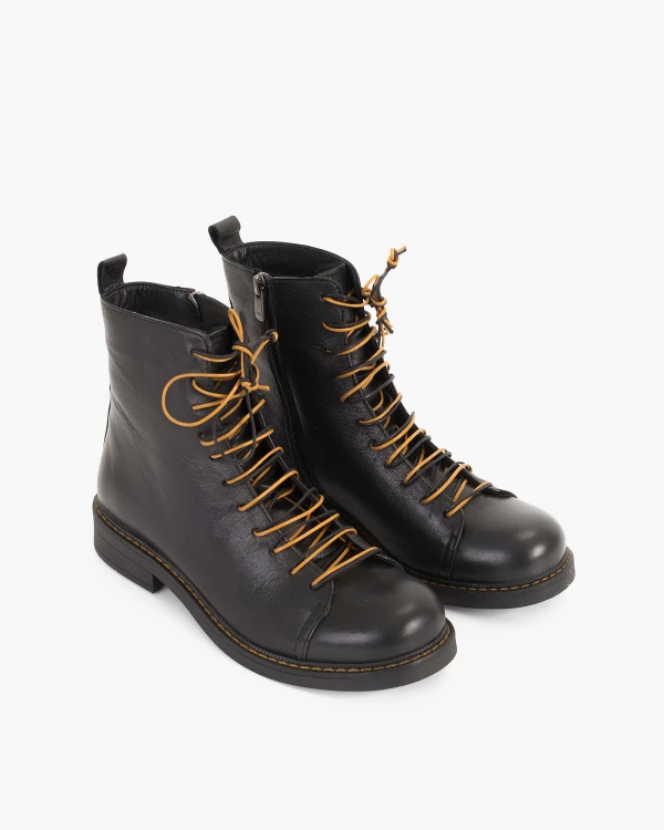 Czarne trzewiki damskie skórzane