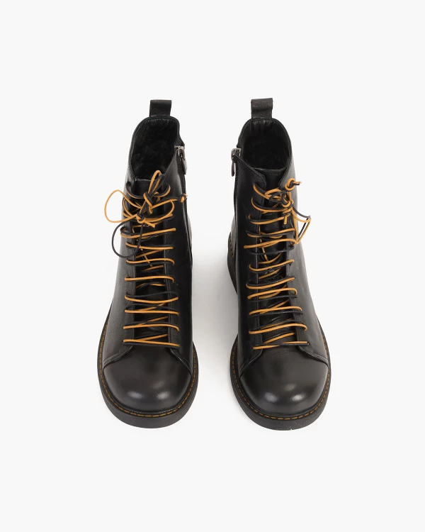 Czarne trzewiki damskie skórzane 3