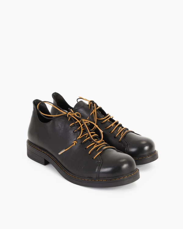 Czarne półbuty damskie skórzane 2