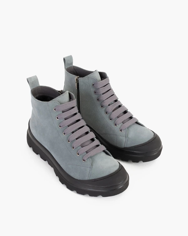 Szare kozaki męskie welurowe