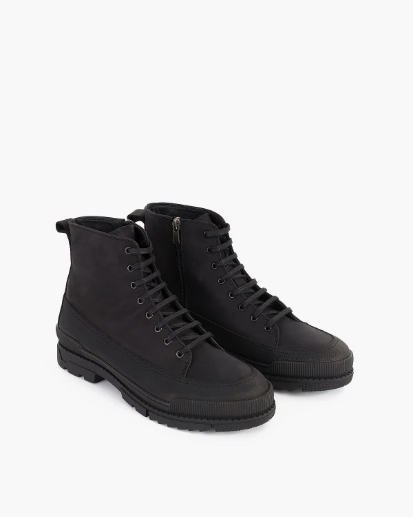 Czarne kozaki męskie nubukowe