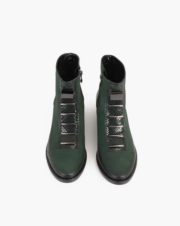 Ciemnozielone botki nubukowe 3