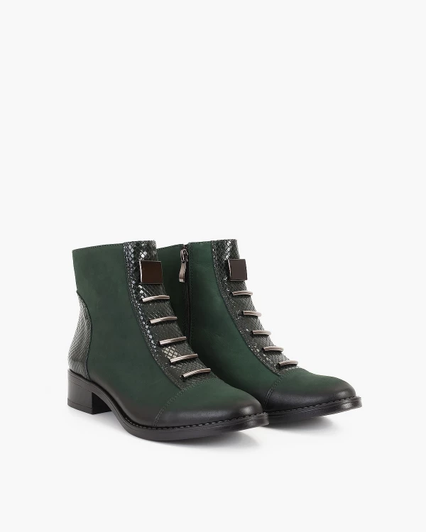 Ciemnozielone botki nubukowe 2