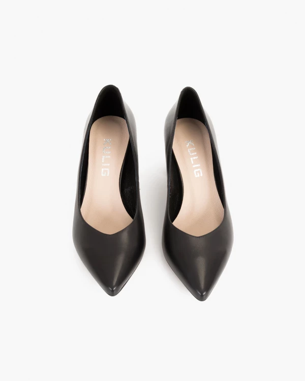 Czarne czółenka skórzane na słupku 3