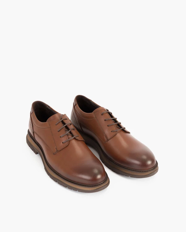 Brązowe półbuty męskie skórzane