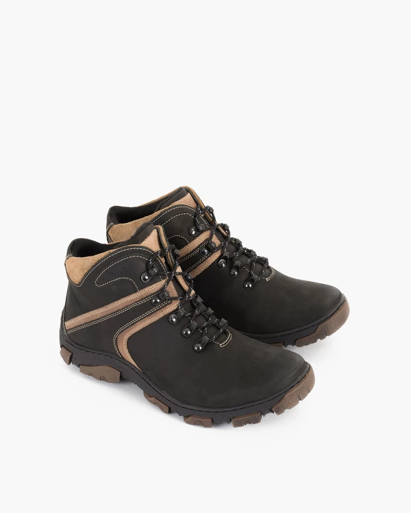 Czarne kozaki trekkingowe męskie nubukowe