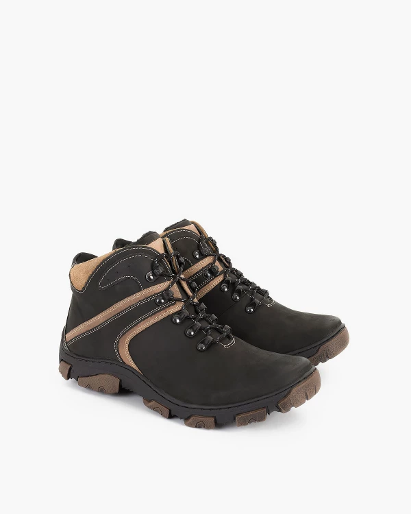 Czarne kozaki trekkingowe męskie nubukowe 2