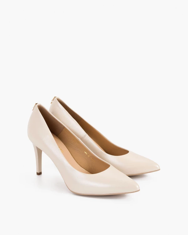 Perłowe czółenka skórzane na szpilce 3