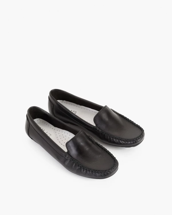 Czarne mokasyny damskie skórzane