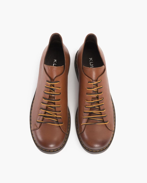 Brązowe półbuty damskie skórzane 4