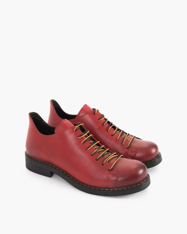 Czerwone półbuty damskie skórzane 3