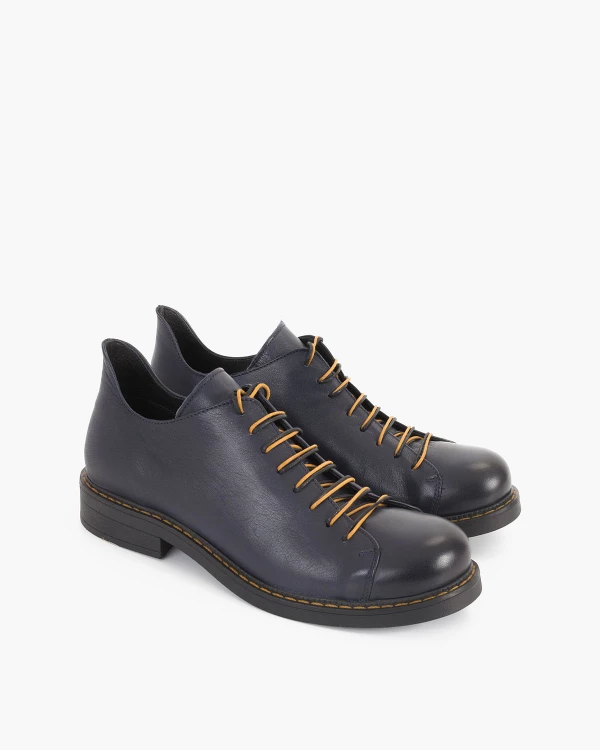 Granatowe półbuty damskie skórzane 2