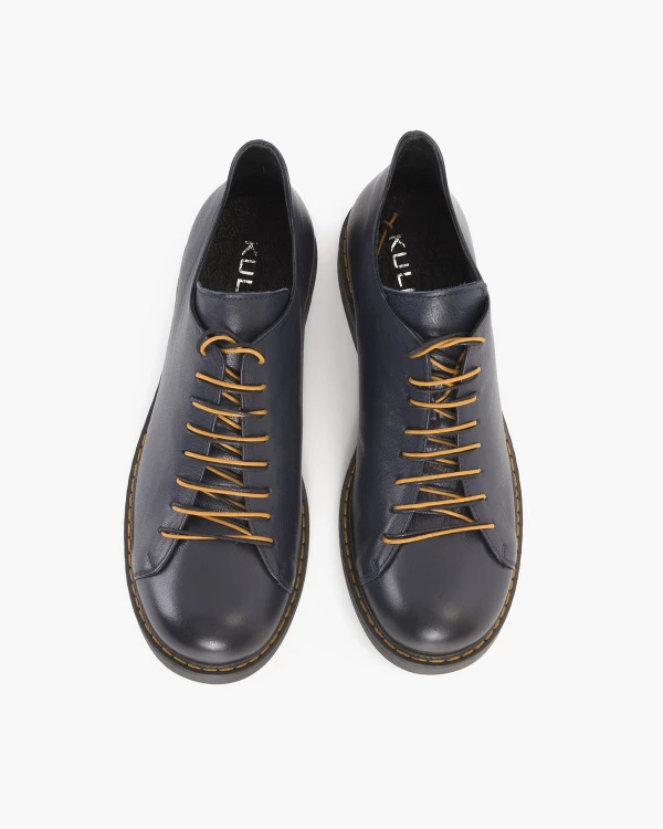 Granatowe półbuty damskie skórzane 3