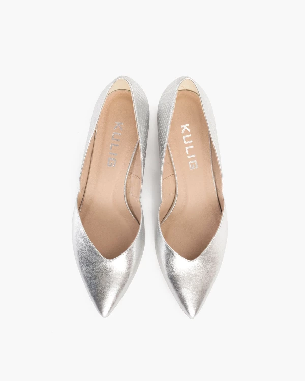 Srebrne czółenka zamszowe z wycięciem 5