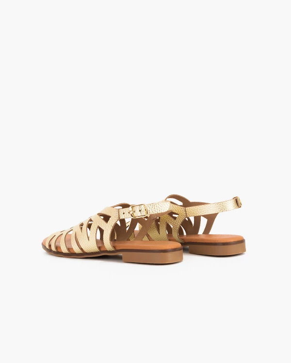 Złote sandały damskie skórzane 4