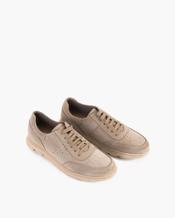 Beżowe półbuty męskie nubukowe