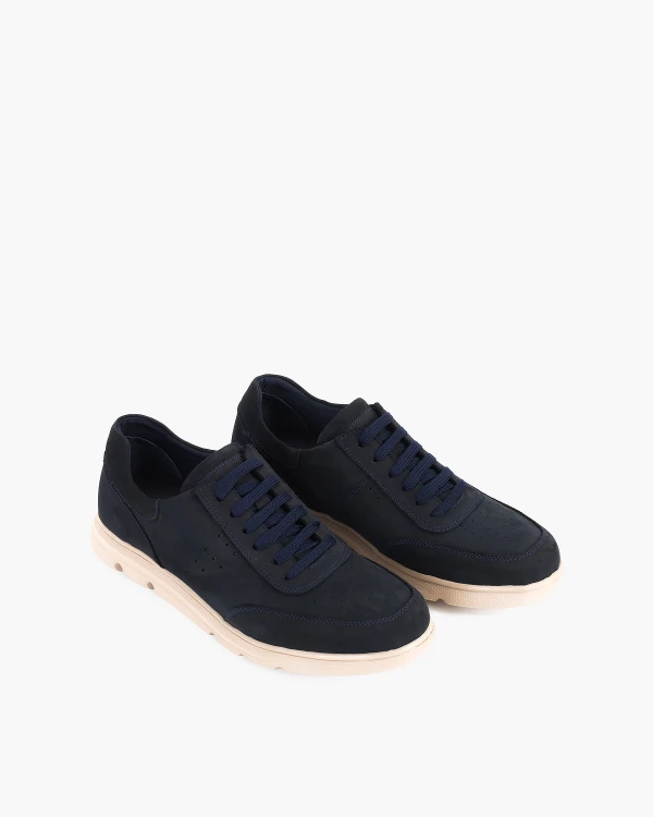 Granatowe półbuty męskie nubukowe