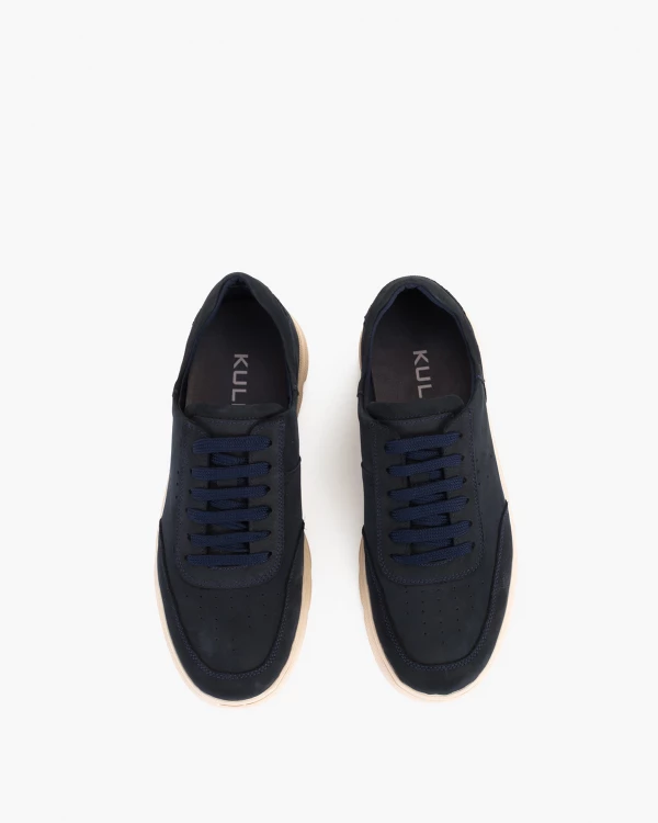 Granatowe półbuty męskie nubukowe 3