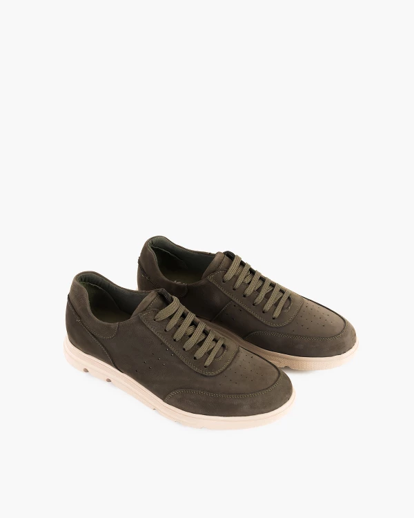 Ciemnozielone półbuty męskie nubukowe