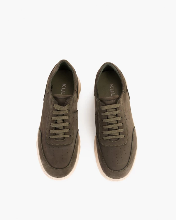 Ciemnozielone półbuty męskie nubukowe 3