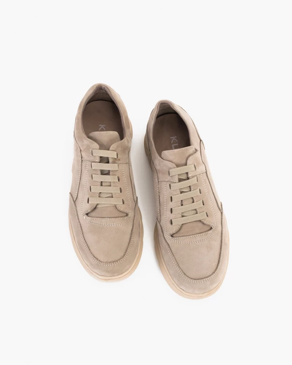 Beżowe półbuty męskie nubukowe 3