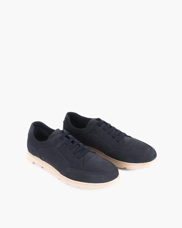 Granatowe półbuty męskie nubukowe