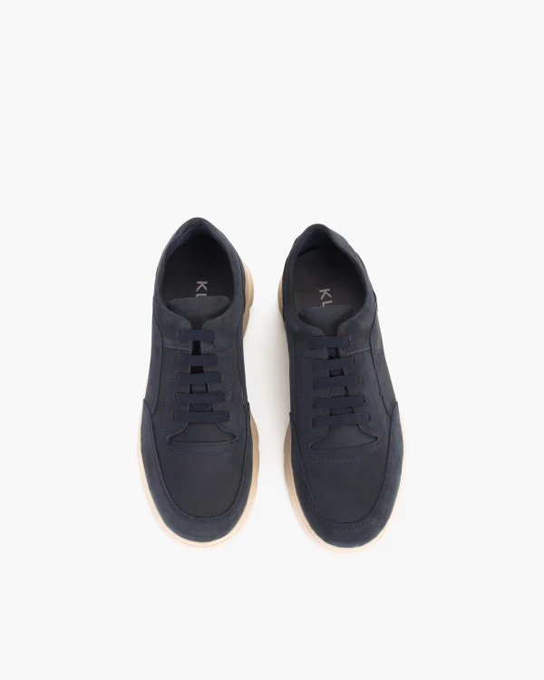 Granatowe półbuty męskie nubukowe 3